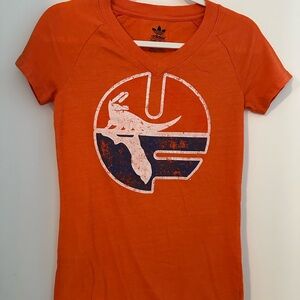 Adidas Women's Orange Tee with Graphic Design